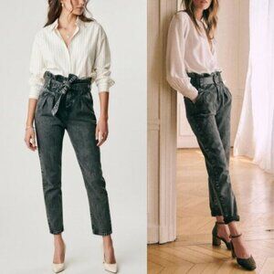 SEZANE Austin Denim Trouser Washed Black Size 26